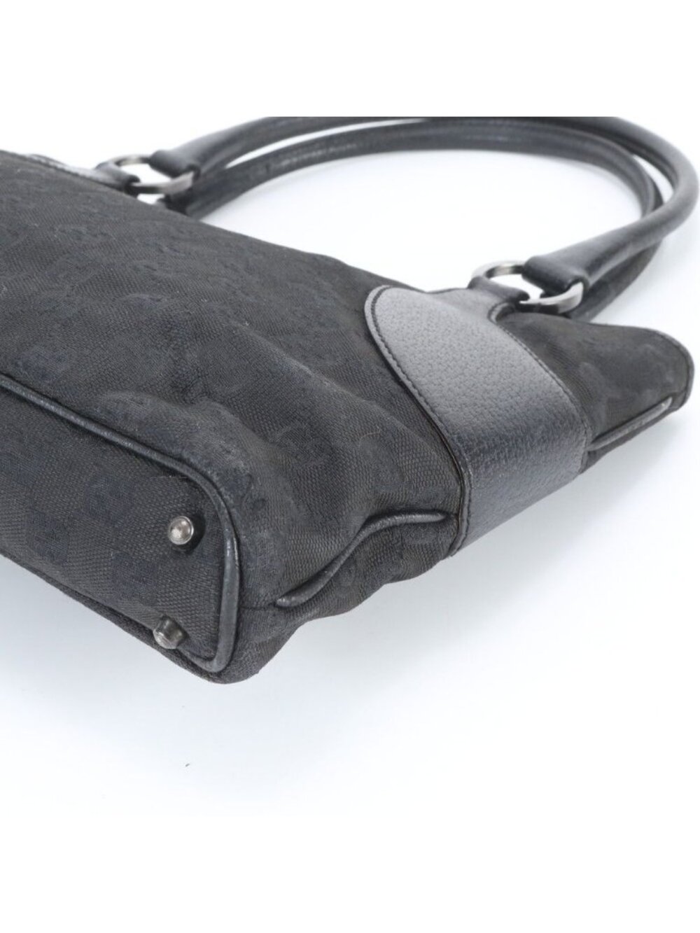 Gucci GG Canvas Leather Tote Shoulder Hand Black - Picture 4 of 9